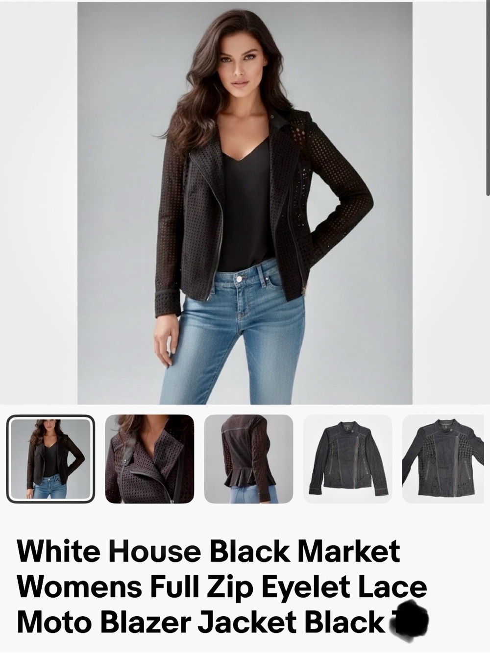 White House Black Market Women's Perforated Jacket - Black
